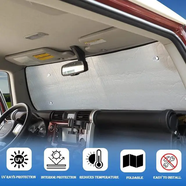 Alt view image 4 of 7 - Windshield Sunshade Foldable UV Ray Reflector Auto Window Sun Shade Suitable for Toyota FJ Cruiser 2007-2021, Auto Interior Sun Protection Visors, Keeps Your Vehicle Cool, 8PCS