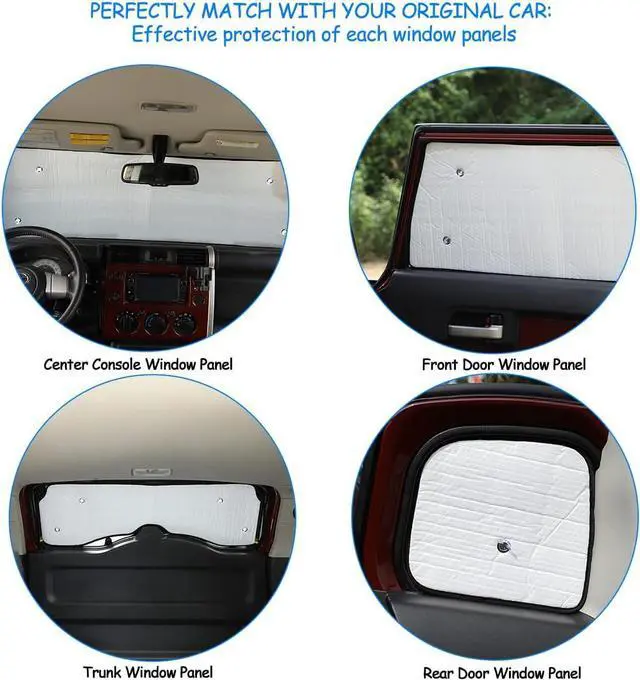 Alt view image 5 of 7 - Windshield Sunshade Foldable UV Ray Reflector Auto Window Sun Shade Suitable for Toyota FJ Cruiser 2007-2021, Auto Interior Sun Protection Visors, Keeps Your Vehicle Cool, 8PCS