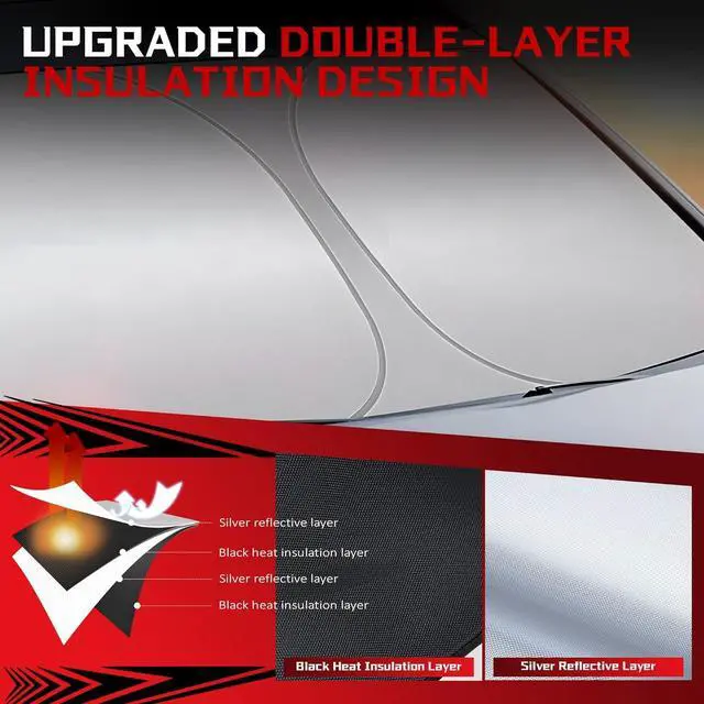 Alt view image 3 of 7 - Windshield Sun Shade for 2023-2025 Che-vrolet/Chevy Colorado Foldable Sun Sunshade for Car Front Window Blocks UV Rays and Heat Automotive Interior Protector Custom Fit Accessories