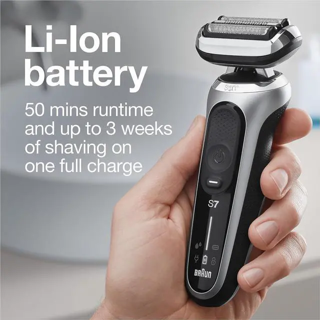 Alt view image 5 of 7 - Braun Series 7 7032cs Flex Electric Razor for Men, Wet & Dry, Electric Razor, Rechargeable, Cordless Foil Shaver with Beard Trimmer and Charging Stand, Silver