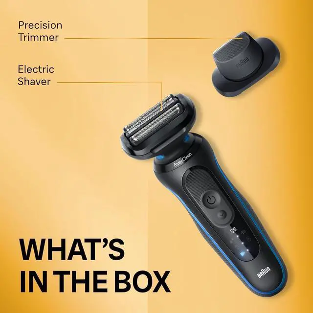 Alt view image 3 of 7 - Braun Electric Shaver for Men, Series 5 5118s, Waterproof, Wet & Dry Shave, Turbo Shaving Mode, Foil Shaver with Precision Trimmer, Battery Powered, 50 Minute Battery Runtime