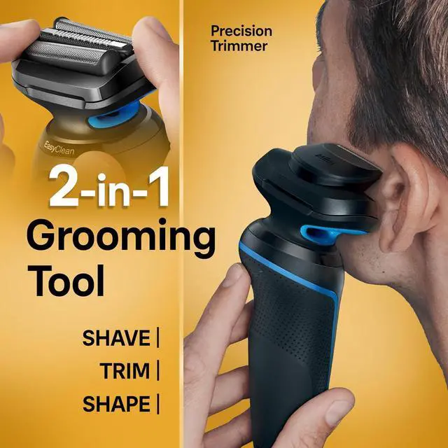 Alt view image 7 of 7 - Braun Electric Shaver for Men, Series 5 5118s, Waterproof, Wet & Dry Shave, Turbo Shaving Mode, Foil Shaver with Precision Trimmer, Battery Powered, 50 Minute Battery Runtime