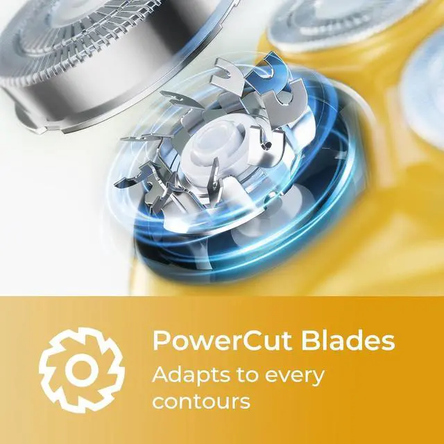 Alt view image 2 of 7 - Rechargeable Electric Razor for Men: 3-in-1 Shaver for Beard/Nose/Sideburns - IPX7 Waterproof Travel Kit - Turbo Speed & Precision Blades, Bright Yellow