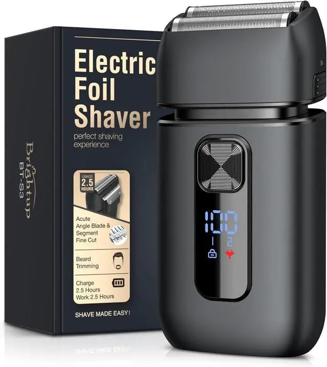 Main image of Brightup Foil Shaver Electric Razor & Shavers for Men with Trimmer[150 Min Runtime], IPX6 Waterproof Double Floating Blades for Shaving Face, Cordless/Type C Rechargeable/Travel Lock/LED Display