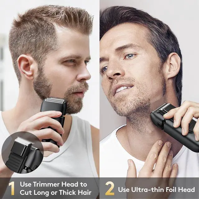 Alt view image 2 of 7 - Brightup Foil Shaver Electric Razor & Shavers for Men with Trimmer[150 Min Runtime], IPX6 Waterproof Double Floating Blades for Shaving Face, Cordless/Type C Rechargeable/Travel Lock/LED Display