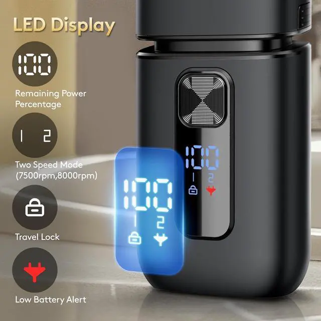 Alt view image 5 of 7 - Brightup Foil Shaver Electric Razor & Shavers for Men with Trimmer[150 Min Runtime], IPX6 Waterproof Double Floating Blades for Shaving Face, Cordless/Type C Rechargeable/Travel Lock/LED Display