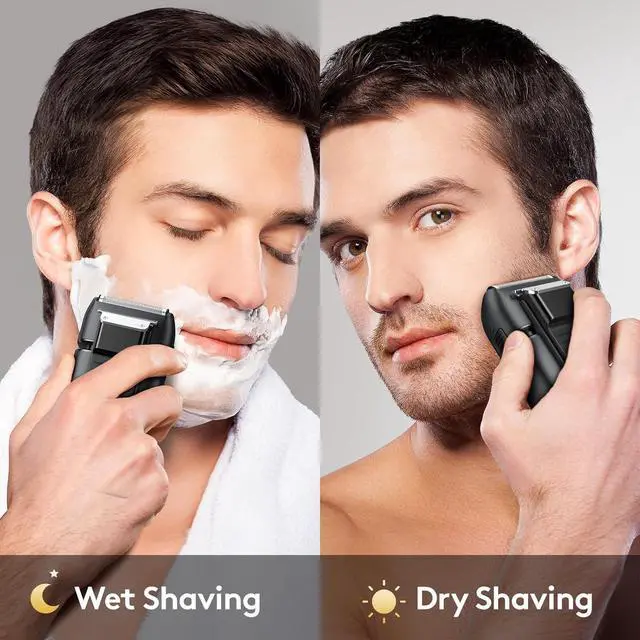 Alt view image 6 of 7 - Brightup Foil Shaver Electric Razor & Shavers for Men with Trimmer[150 Min Runtime], IPX6 Waterproof Double Floating Blades for Shaving Face, Cordless/Type C Rechargeable/Travel Lock/LED Display