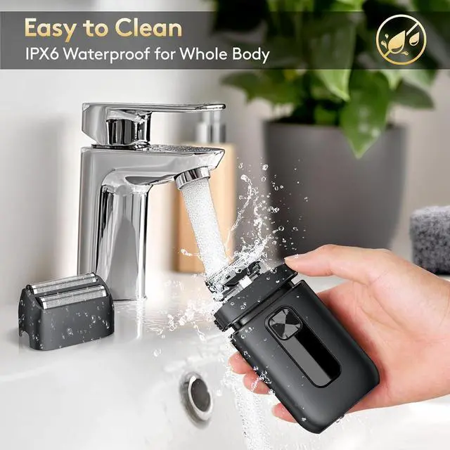 Alt view image 7 of 7 - Brightup Foil Shaver Electric Razor & Shavers for Men with Trimmer[150 Min Runtime], IPX6 Waterproof Double Floating Blades for Shaving Face, Cordless/Type C Rechargeable/Travel Lock/LED Display