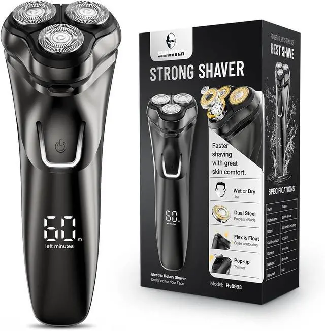 Main image of Electric Razor for Men Cordless: Wet/Dry Rotary Shaver Waterproof - USB Fast Charging & Sensitive Skin Care - Pop up Trimmer & Precision Blades