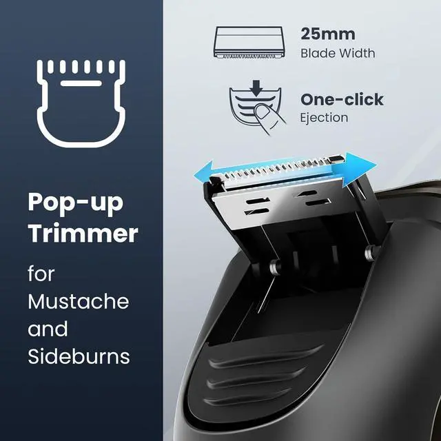Alt view image 6 of 7 - Electric Razor for Men Cordless: Wet/Dry Rotary Shaver Waterproof - USB Fast Charging & Sensitive Skin Care - Pop up Trimmer & Precision Blades