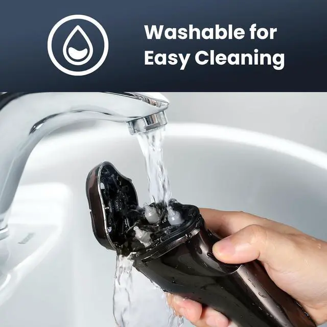 Alt view image 7 of 7 - Electric Razor for Men Cordless: Wet/Dry Rotary Shaver Waterproof - USB Fast Charging & Sensitive Skin Care - Pop up Trimmer & Precision Blades