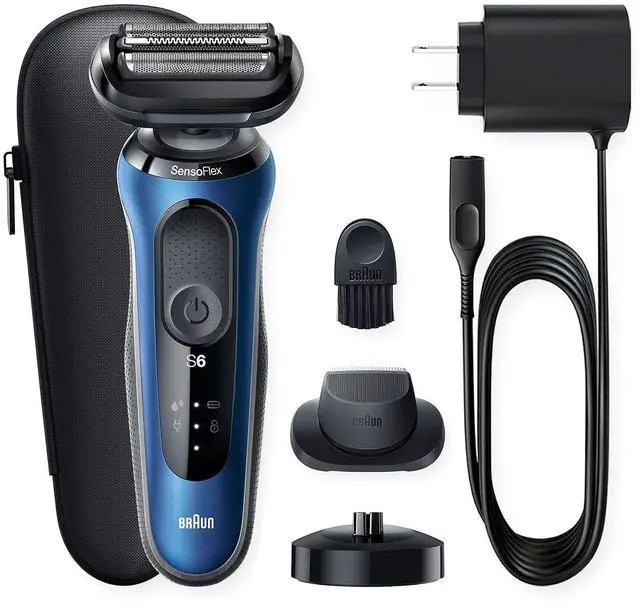 Alt view image 2 of 7 - Braun Series 6 6040cs Electric Shaver with Charging Stand, Precision Trimmer, Wet & Dry, Rechargeable, Cordless Foil Shaver, Blue