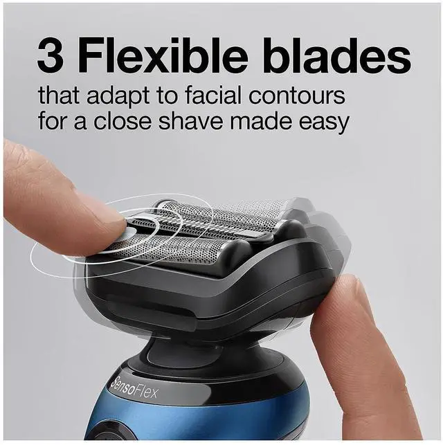 Alt view image 5 of 7 - Braun Series 6 6040cs Electric Shaver with Charging Stand, Precision Trimmer, Wet & Dry, Rechargeable, Cordless Foil Shaver, Blue