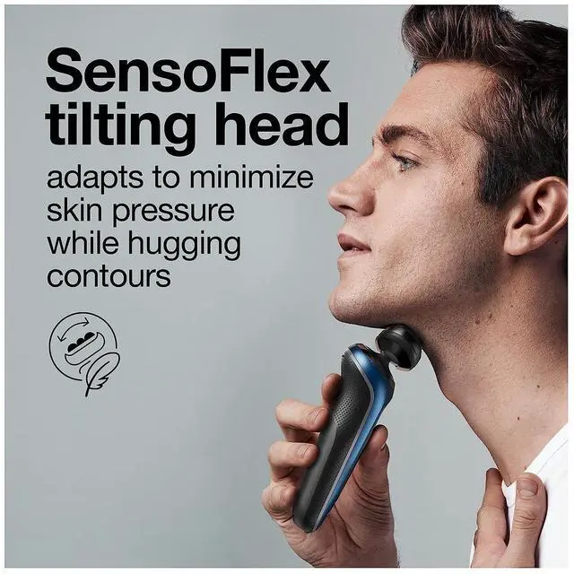 Alt view image 7 of 7 - Braun Series 6 6040cs Electric Shaver with Charging Stand, Precision Trimmer, Wet & Dry, Rechargeable, Cordless Foil Shaver, Blue