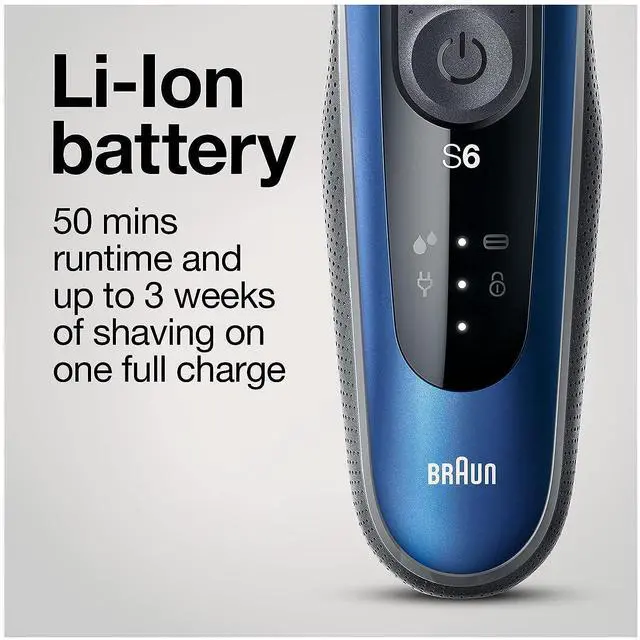 Alt view image 6 of 7 - Braun Series 6 6040cs Electric Shaver with Charging Stand, Precision Trimmer, Wet & Dry, Rechargeable, Cordless Foil Shaver, Blue