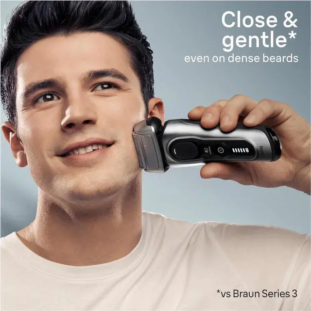 Alt view image 5 of 7 - Braun Series 8 Electric Razor for Men, with 4+1 Shaving Elements & Precision Long Hair Trimmer, Close & Gentle Even on Dense Beards, Wet & Dry Electric Razor with 60min Runtime, 8517s Galvano Silver