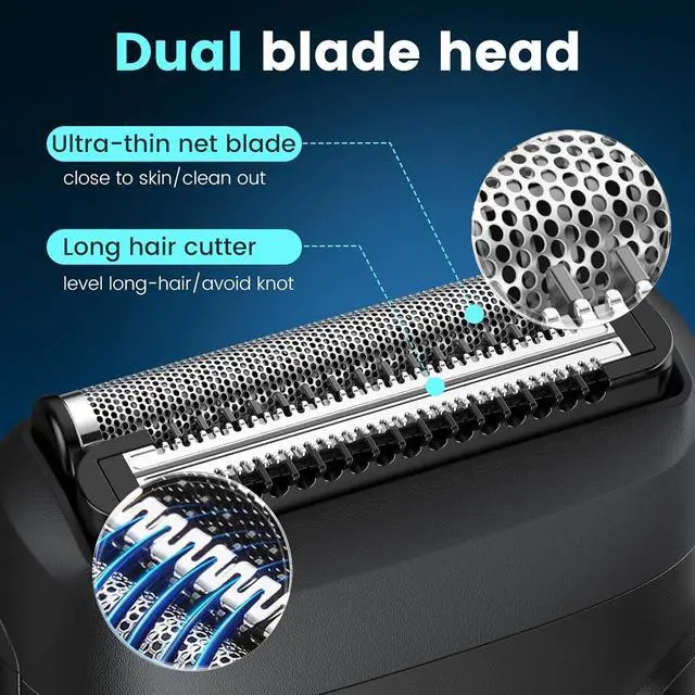 Alt view image 2 of 7 - Brightup Electric Foil Shavers for Men, Mini Electric Razor for Shaving Face, Compact Travel Shaver with Floating Blades, Waterproof Wet/Dry Razor USB C Rechargeable