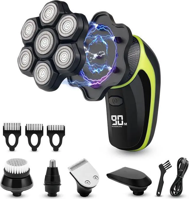 Main image of Magnetic 7D Head Shavers for Bald Men, Telfun Waterproof Hypoallergenic Electric Head & Body Shaver, Wet/Dry Shaving, Type-C Fast Charging, LED Display, Rechargeable Razor for Men & Women, Ideal Gift