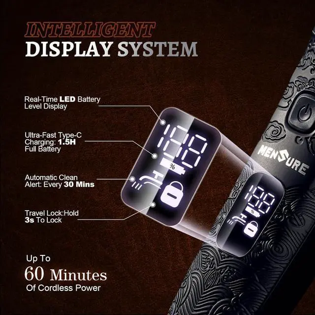 Alt view image 4 of 6 - MENSURE Electric Shavers for Men with Pop-up Trimmer, Cordless Rechargeable Shaver for Gift, IPX7 Waterproof Electric Razor for Men, LED Display, Type-C, Travel-Friendly, Black