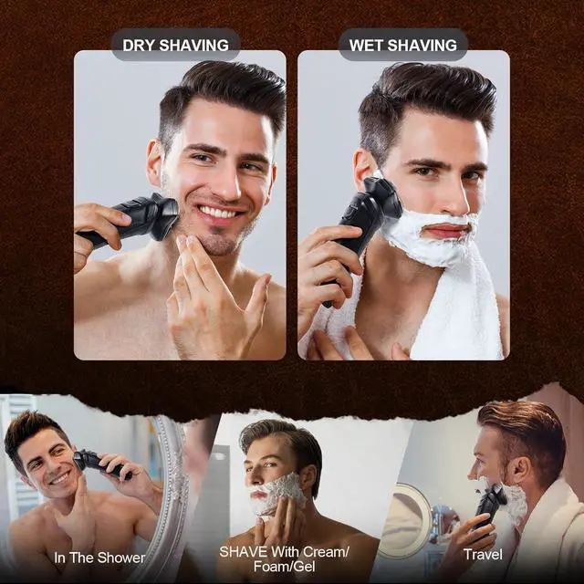 Alt view image 5 of 6 - MENSURE Electric Shavers for Men with Pop-up Trimmer, Cordless Rechargeable Shaver for Gift, IPX7 Waterproof Electric Razor for Men, LED Display, Type-C, Travel-Friendly, Black