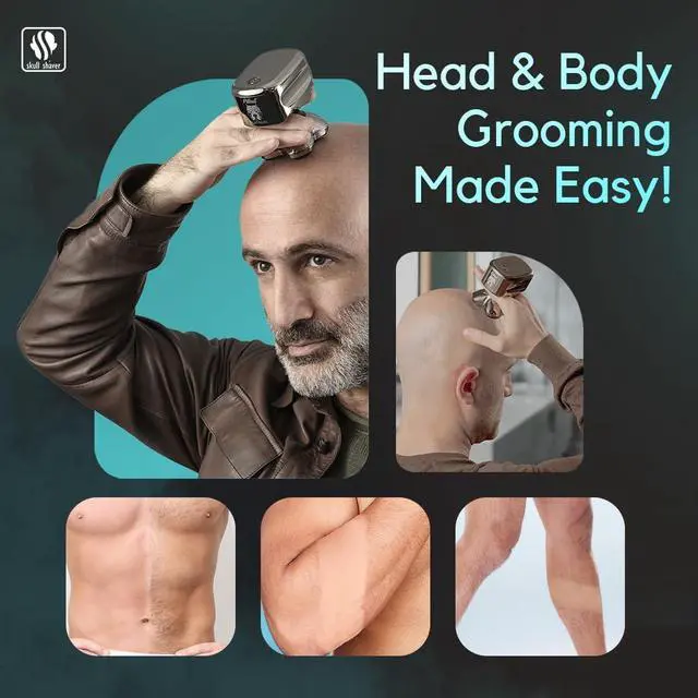 Alt view image 4 of 6 - Skull Shaver Pitbull Platinum Pro:Head Shaver for Men - Bald Head Shavers with Wet/Dry Technology, Ergonomic Design, Travel Lock, and Accessories. Perfect Grooming Kit.