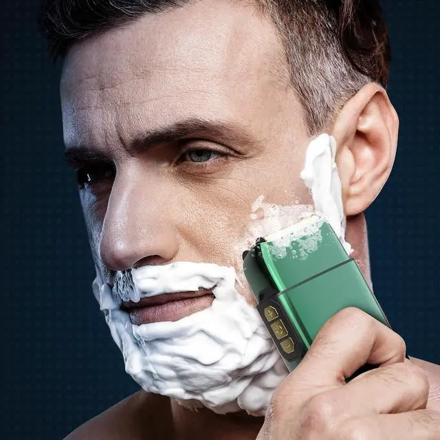 Alt view image 2 of 7 - Electric Razor for Men Face, Bazivve Electric Shavers for Men, Foil Shaver with 3 Adjustable Speeds, Rechargeable Waterproof Close Shave Trimmer with LED Display for Face/Beard/Head Shavers (Green)