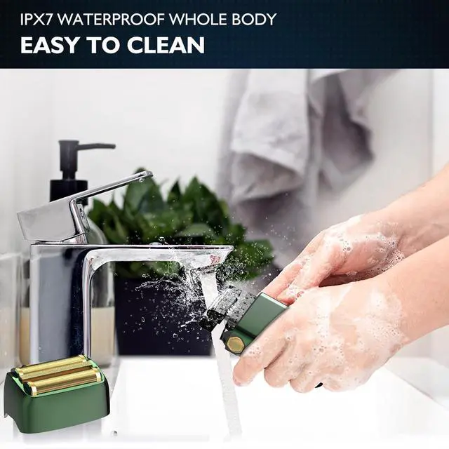Alt view image 6 of 7 - Electric Razor for Men Face, Bazivve Electric Shavers for Men, Foil Shaver with 3 Adjustable Speeds, Rechargeable Waterproof Close Shave Trimmer with LED Display for Face/Beard/Head Shavers (Green)