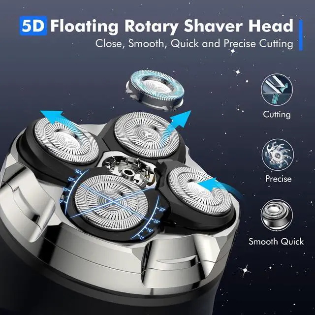 Alt view image 2 of 7 - Head Shavers for Bald Men, 5D Magnetic Bald Head shavers Waterproof Mens Head Shaver for Wet/Dry Use, LED Display Electric Razor Type-C Charging, 360°Close Shave for Men (5D)