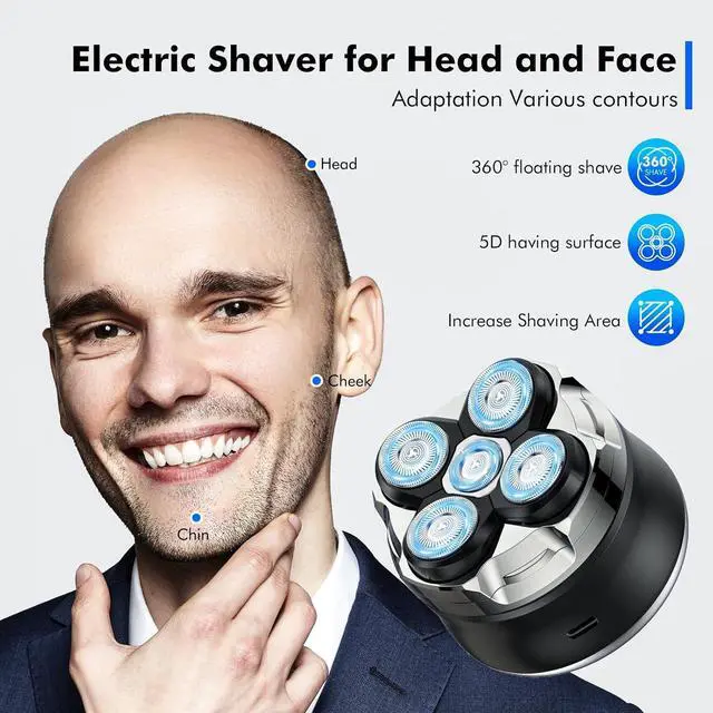 Alt view image 4 of 7 - Head Shavers for Bald Men, 5D Magnetic Bald Head shavers Waterproof Mens Head Shaver for Wet/Dry Use, LED Display Electric Razor Type-C Charging, 360°Close Shave for Men (5D)