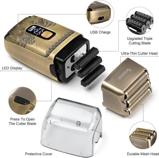 Alt view image 3 of 7 - T-Blade Hair Trimmers & Electric Shavers for Men Foil Shaver Beard Trimmer Men's Grooming Kit with Triple Blades Cordless
