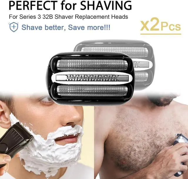 Alt view image 2 of 7 - 2Pack 32B Series 3 Electric Shaver Replacement Heads for S3 Foil & Cutter Razor Heads 3040s 3010s 3000s 3080s 380s-4, 390cc...(32B(Pack of 2))