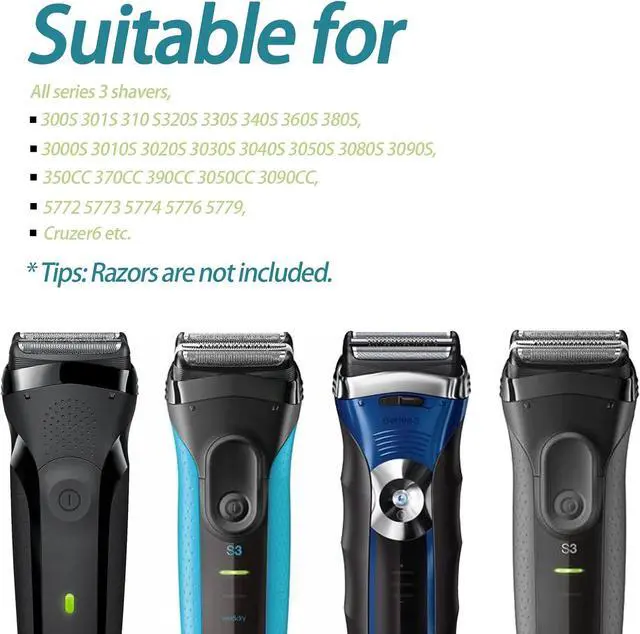 Alt view image 5 of 7 - 3Pack 32B S3 Electric Replacement Heads Compatible with Braun Series 3 Shavers, Suitable for S3 3040s 3080s-4 370cc 3070cc 3000s 3010, 3090cc Etc.