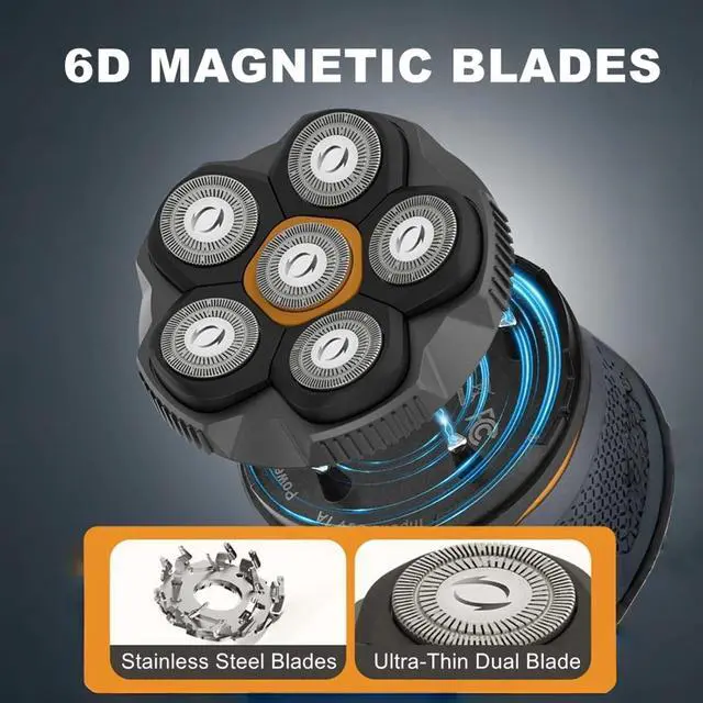 Alt view image 2 of 6 - Magnetic 6 Blades Head Shaver Replacement Heads for Many 6D Magnetic Electric Razor,Newly Designed Magnetic 6D Blade Head Compatible with Head Shavers for Bald Men,2 Pack Travel Size.