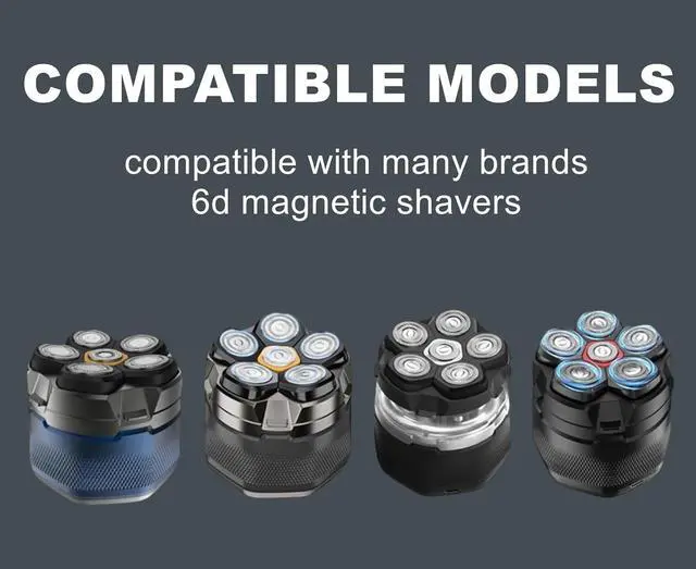 Alt view image 6 of 6 - Magnetic 6 Blades Head Shaver Replacement Heads for Many 6D Magnetic Electric Razor,Newly Designed Magnetic 6D Blade Head Compatible with Head Shavers for Bald Men,2 Pack Travel Size.