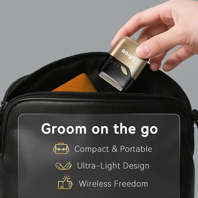 Alt view image 7 of 7 - Ufree Electric Razor for Men, Foil Shaver with 2 Foil Heads, IPX7 Waterproof Electric Shaver, Wet Dry Cordless Razor, Chargeable Portable Shavers for Men, Gold