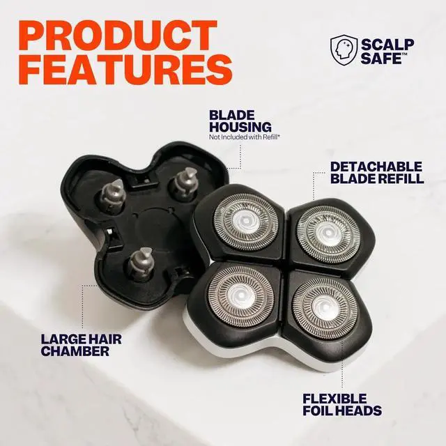 Alt view image 3 of 7 - Official Replacement Blades for Flexseries Pro Head Shaver Kit - Refill Blades - High-Performance Blades for Smooth Shaving