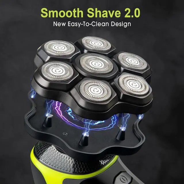 Alt view image 2 of 7 - Magnetic 7D Head Shavers for Bald Men, Telfun Waterproof Hypoallergenic Electric Head & Body Shaver, Wet/Dry Shaving, Type-C Fast Charging, LED Display, Rechargeable Razor for Men & Women, Ideal Gift