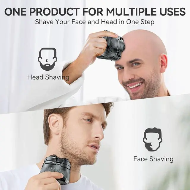 Alt view image 2 of 7 - Head Shavers for Bald Men - kensen 6D Cordless Electric Razor, Waterproof Skull Shaver for Wet/Dry Use, LED Display, Type-C Charging, Close Shave - Easy to Clean, Perfect for Bald Heads and Face