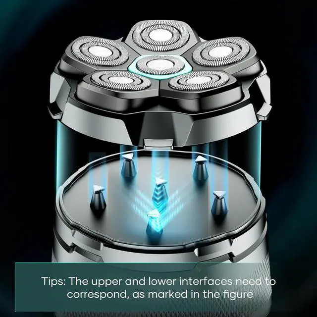 Alt view image 5 of 7 - Head Shavers for Bald Men - kensen 6D Cordless Electric Razor, Waterproof Skull Shaver for Wet/Dry Use, LED Display, Type-C Charging, Close Shave - Easy to Clean, Perfect for Bald Heads and Face