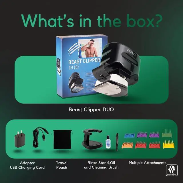 Alt view image 4 of 7 - Skull Shaver Beast Clipper Duo : Ultimate Home Haircut & Grooming Kit for Men/Women - DIY Haircut,Hair Clippers, Self Haircut Tool.