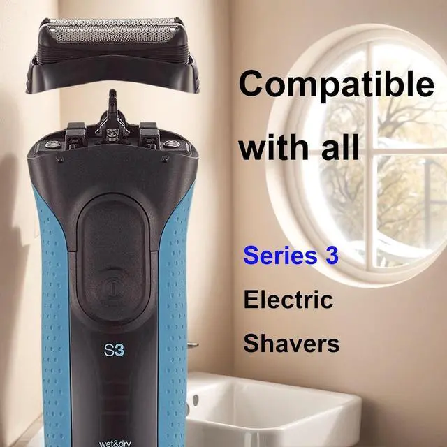 Alt view image 2 of 6 - 32B Series 3 Replacement Head for Braun ProSkin Electric Shaver, Compatible with Braun Foil Shaver 3000s 3010s 3020s 3030s 3040s 3050cc 3070cc 3080s 3090cc 320 330 340 350cc (2 Pack)