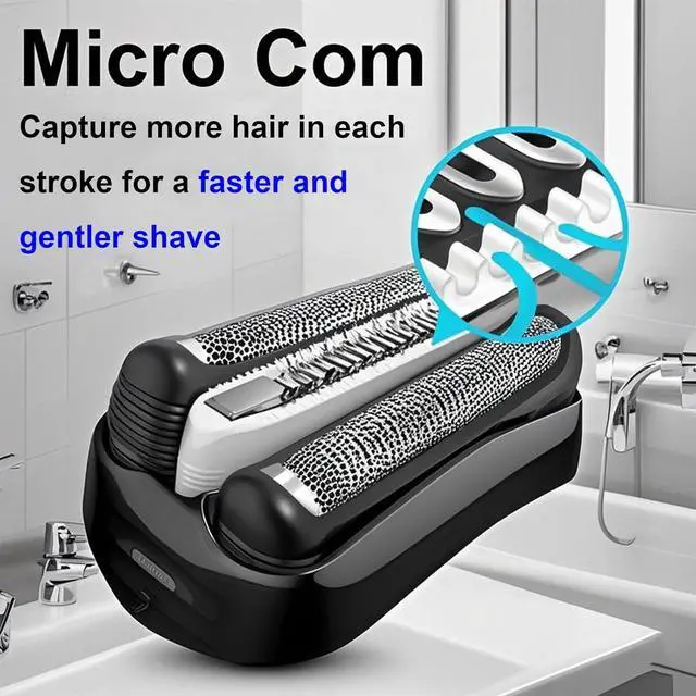 Alt view image 4 of 6 - 32B Series 3 Replacement Head for Braun ProSkin Electric Shaver, Compatible with Braun Foil Shaver 3000s 3010s 3020s 3030s 3040s 3050cc 3070cc 3080s 3090cc 320 330 340 350cc (2 Pack)