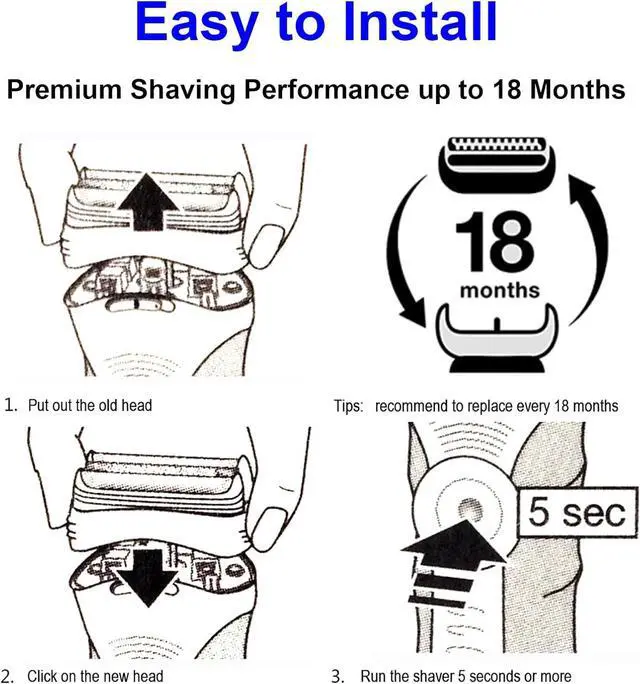Alt view image 6 of 6 - 32B Series 3 Replacement Head for Braun ProSkin Electric Shaver, Compatible with Braun Foil Shaver 3000s 3010s 3020s 3030s 3040s 3050cc 3070cc 3080s 3090cc 320 330 340 350cc (2 Pack)