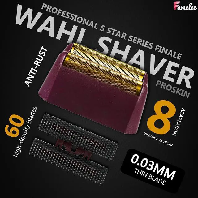 Alt view image 4 of 7 - 2 Pack for Wahl Shaver Foil Replacement Professional 5 Star Series Finale Shaver, Fit for Foil Cutter Bar Assembly Gold Super Close Shaving Models 7031-100 7043-100 7031-200