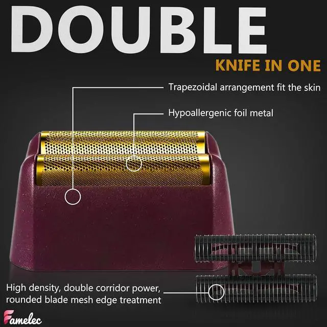 Alt view image 6 of 7 - 2 Pack for Wahl Shaver Foil Replacement Professional 5 Star Series Finale Shaver, Fit for Foil Cutter Bar Assembly Gold Super Close Shaving Models 7031-100 7043-100 7031-200