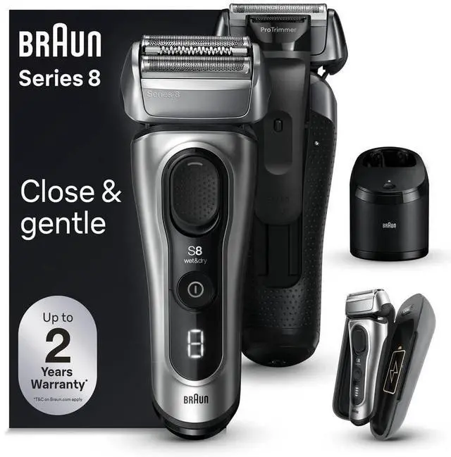 Main image of Braun Series 8 Electric Shaver, Shaving Kit with 4+1 Shaving Elements, Precision Long Hair Trimmer, SmartCare Center, PowerCase