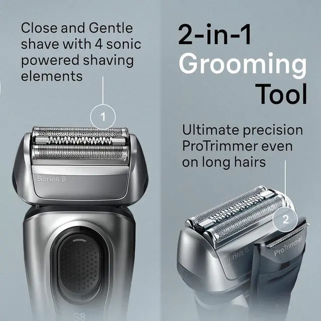Alt view image 6 of 7 - Braun Series 8 Electric Shaver, Shaving Kit with 4+1 Shaving Elements, Precision Long Hair Trimmer, SmartCare Center, PowerCase