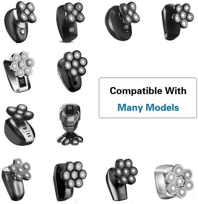 Alt view image 3 of 7 - Men's Electric Shavers Replacement Heads Upgraded 9 Blades Head Replaceable Floating Waterproof Electric Razor Shaver HeadBlack