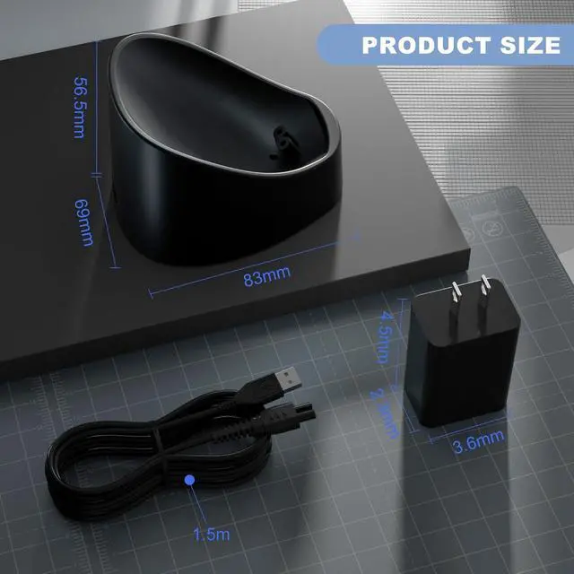 Alt view image 5 of 7 - Charging Dock Compatible with Freebird FlexSeries Electric Head Hair Shaver, Charger Cord Base Stand with Power Cable for flex series Replacement Razor Adapter