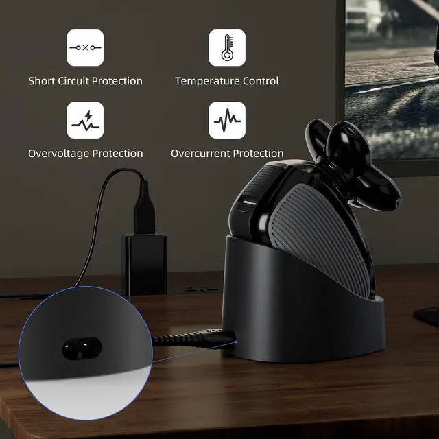 Alt view image 6 of 7 - Charging Dock Compatible with Freebird FlexSeries Electric Head Hair Shaver, Charger Cord Base Stand with Power Cable for flex series Replacement Razor Adapter